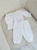 Completo neonato Sky Pearl in cotone mussola bianco