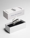 Metal Maxi Hair Clip Silver – fermaglio maxi argentato nella sua confezione bianca