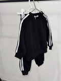 Set felpa e jogger nero con bande bianche
